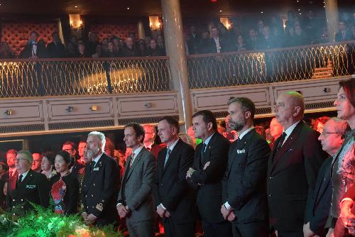 Il governatore Fedriga con altre autorità, tra cui il ministro Centinaio, presenti alla cerimonia